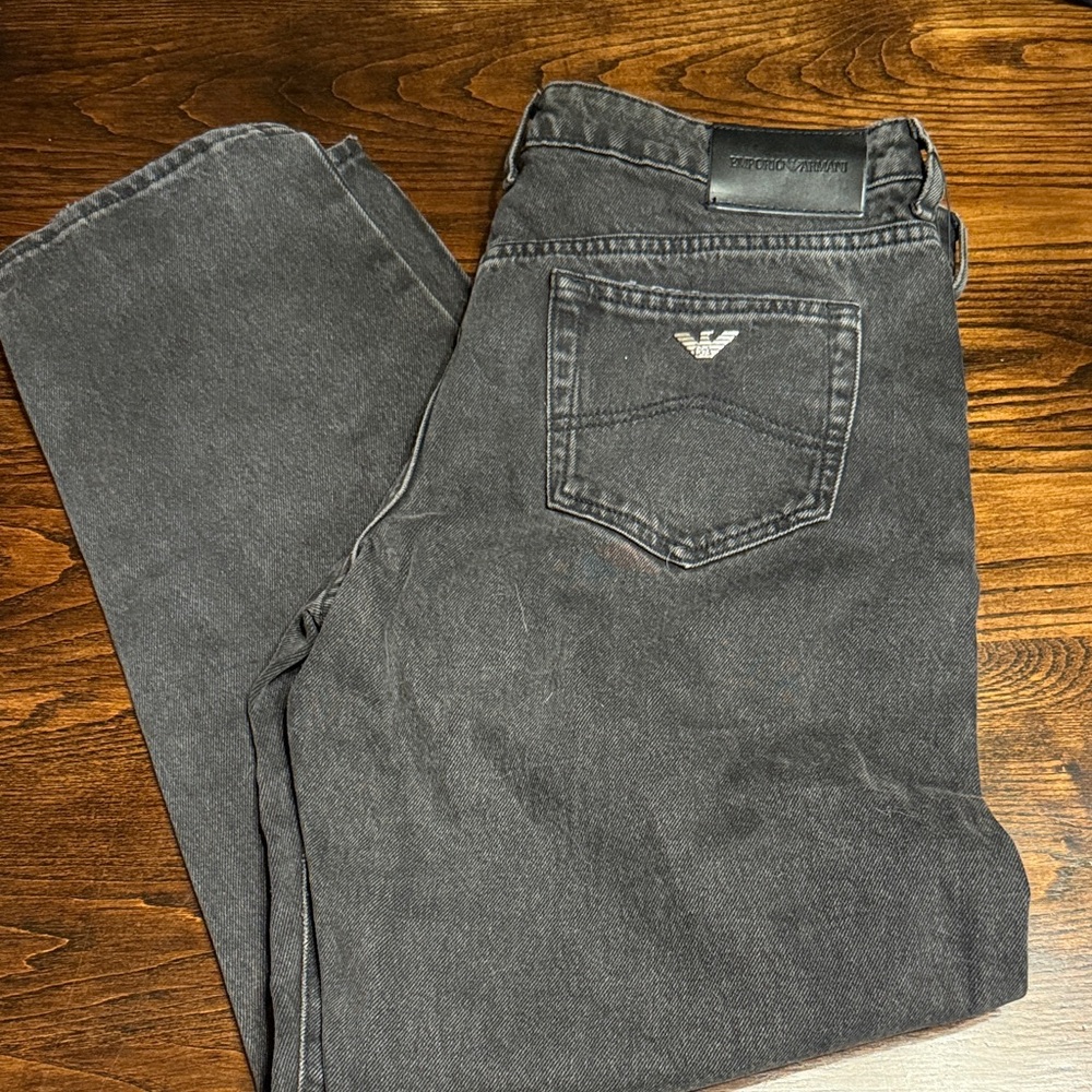 Emporio Armani Womens Dark Gray /Washed Black Jeans